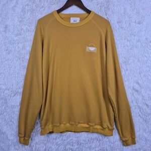 Weld MFG White Water Moonstone Beach Mustard Yellow Raglan Sweatshirt Mens Large